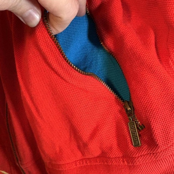 Puma rare retro 100% cotton red track jacket with blue and yellow piping - Picture 5 of 8